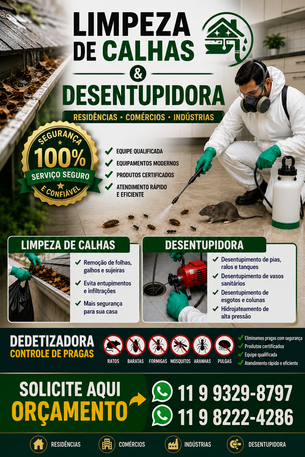 Limpeza De Calhas itaquera e Dedetizadora cangaiba